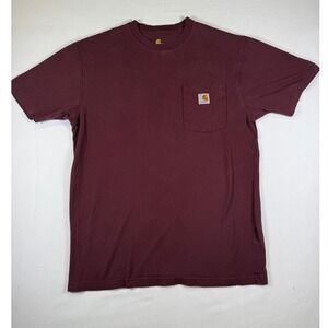 Carhartt Burgundy Short Sleeve Pocket T Shirt Mens Medium Original Fit